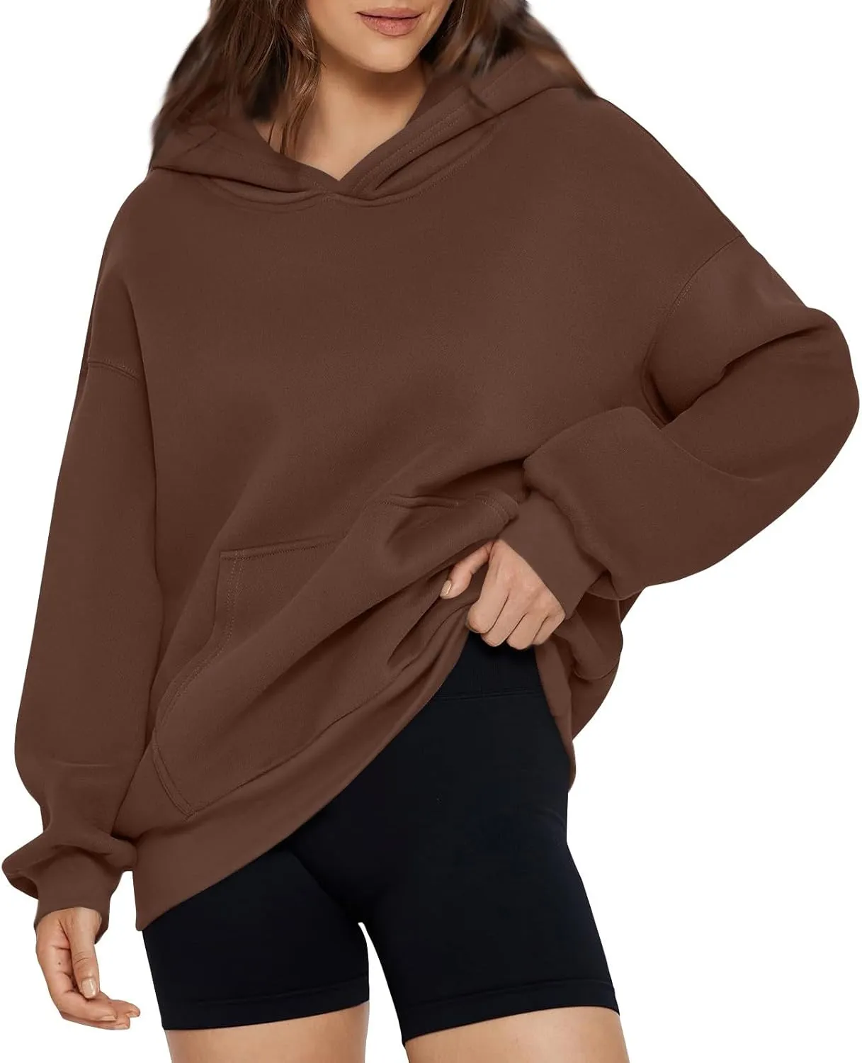 Women Oversized Hoodie Fleece Y2K Hoodie with Kangaroo Pockets Casual Fall Sweatshirts Long Sleeve Preppy Sweatshirt