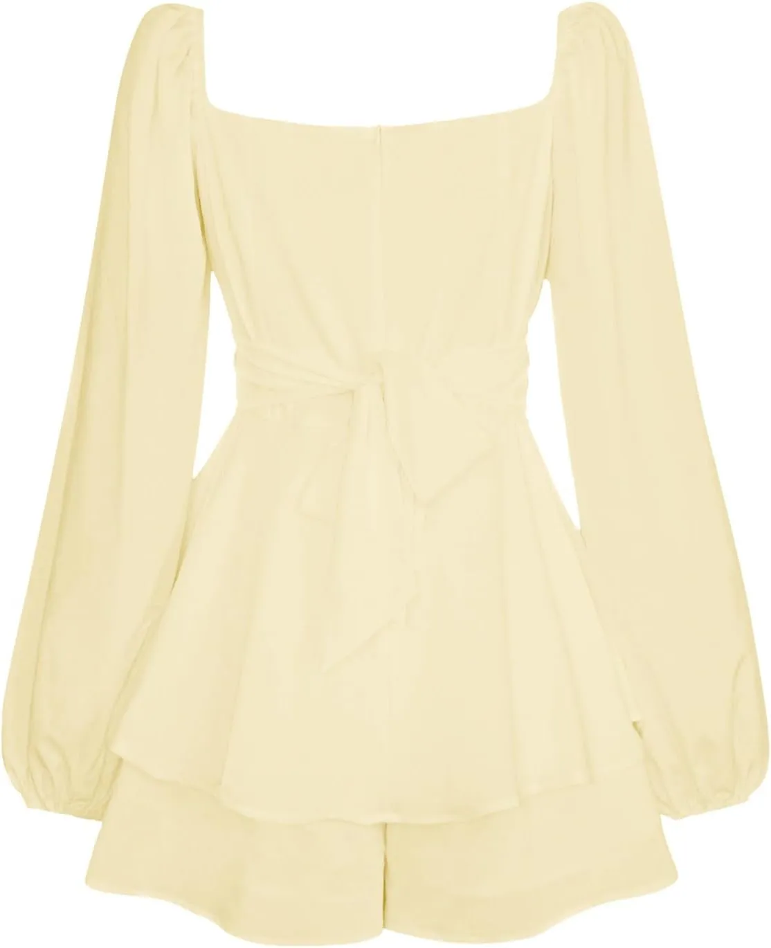 Women's 2025 Casual Long Sleeve Dresses Empire Waist Tie Back a Line Mini Dresses Layer Ruffle Hem Short Dresses