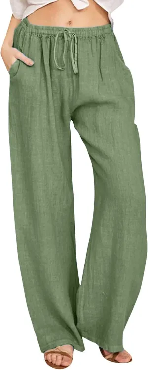 Womens Cargo Sweatpants Winter Wide Sports Jeans with Pockets Elastic Waist Elastic Waist