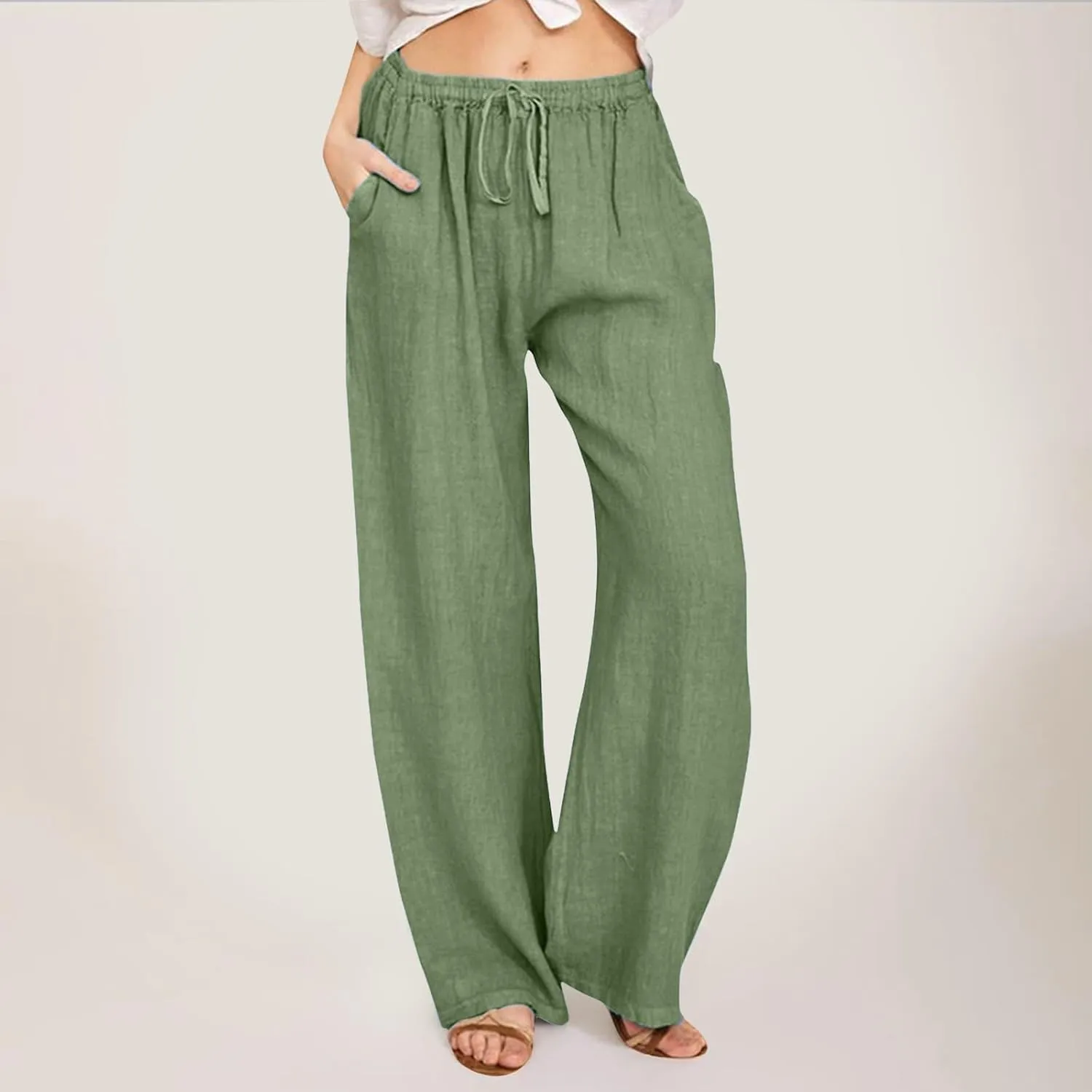 Womens Cargo Sweatpants Winter Wide Sports Jeans with Pockets Elastic Waist Elastic Waist