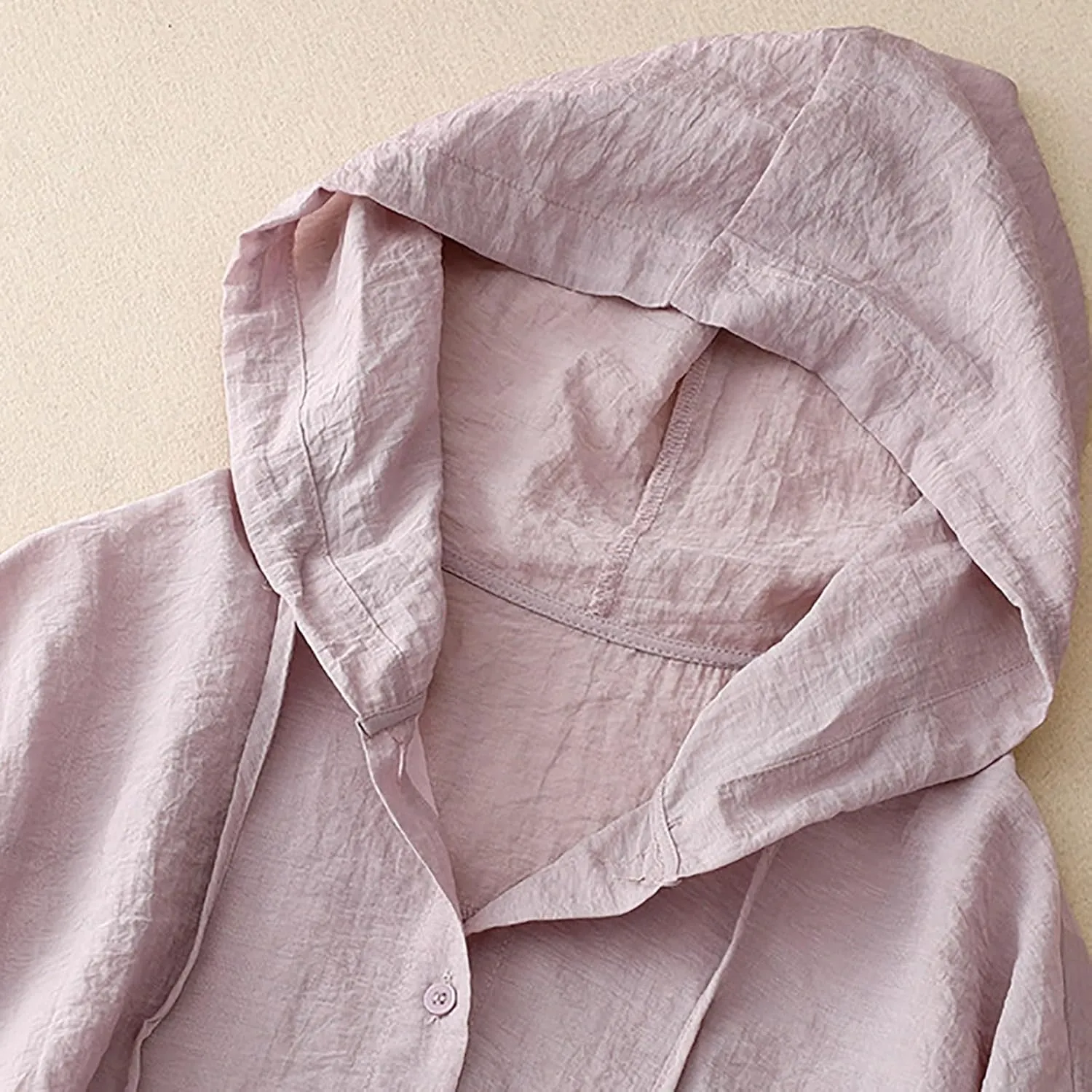 Womens Cotton Linen Hoodie Tops UPF 50  Sun Protection Shirts Long Sleeve Button Down Beach Shirt Blouses Cover up