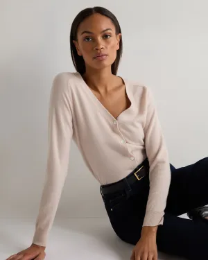 Women's Lara V Neck Cashmere Cardigan Dusk Pink