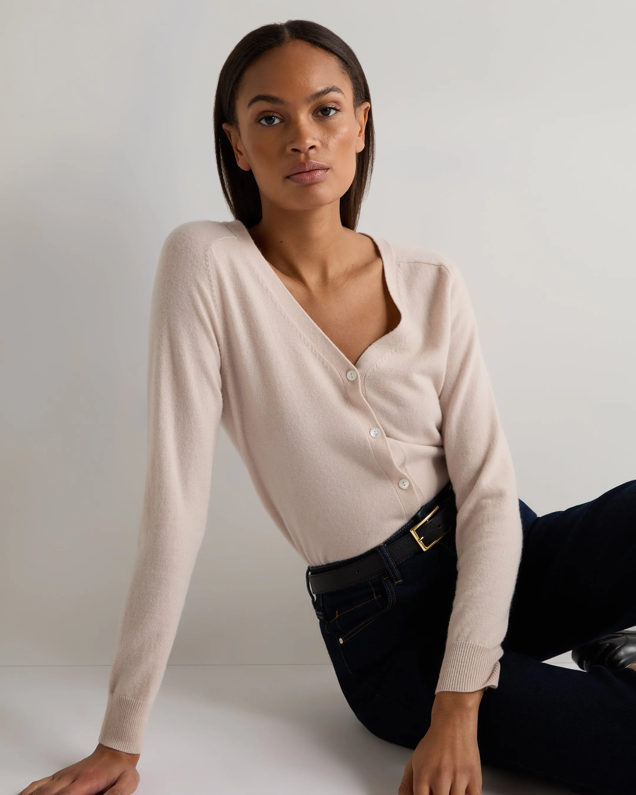 Women's Lara V Neck Cashmere Cardigan Dusk Pink