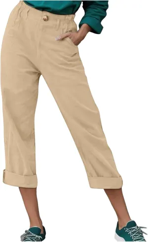 Womens Linen Blend Summer Palazzo Palazzo Lounge Pants Low Waist Straight Loose Fit Palazzo Pants Beach