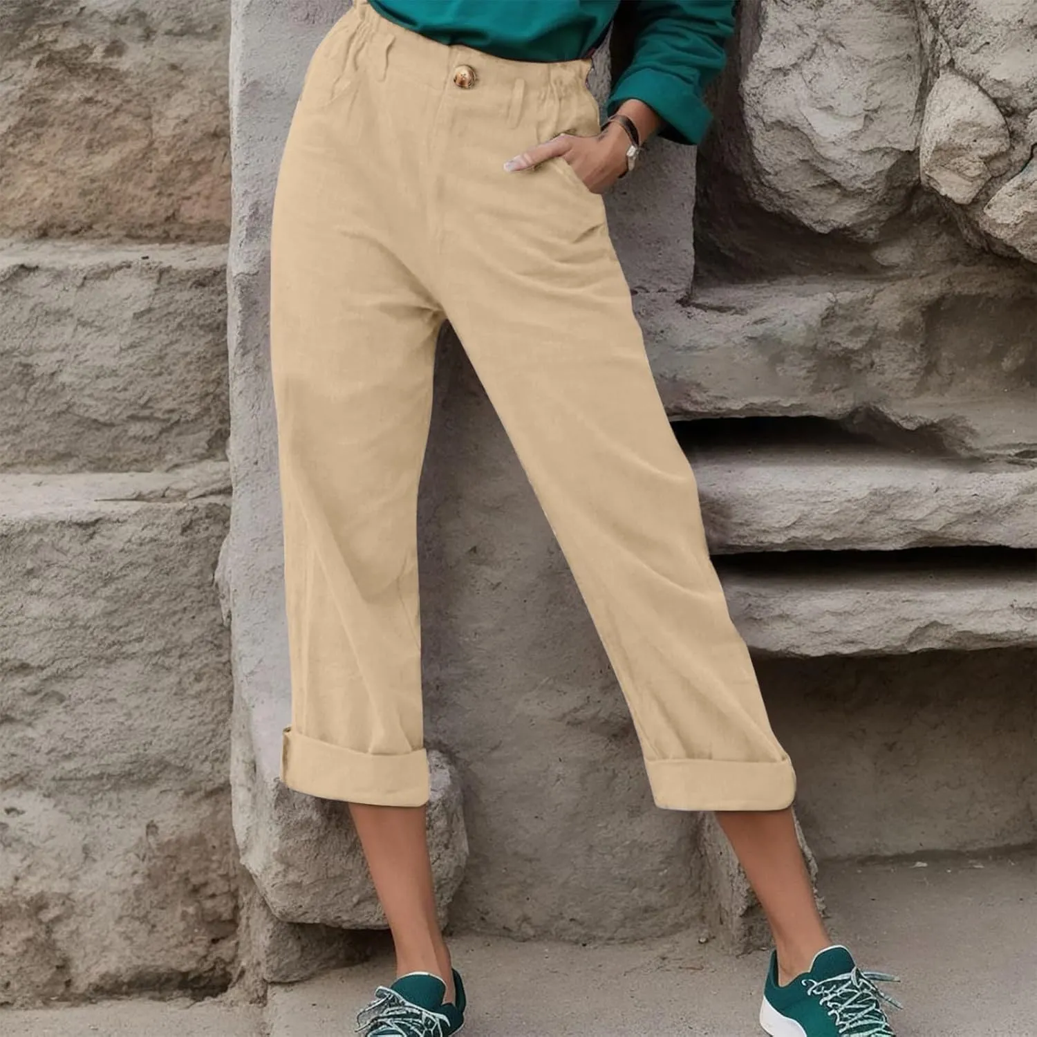 Womens Linen Blend Summer Palazzo Palazzo Lounge Pants Low Waist Straight Loose Fit Palazzo Pants Beach