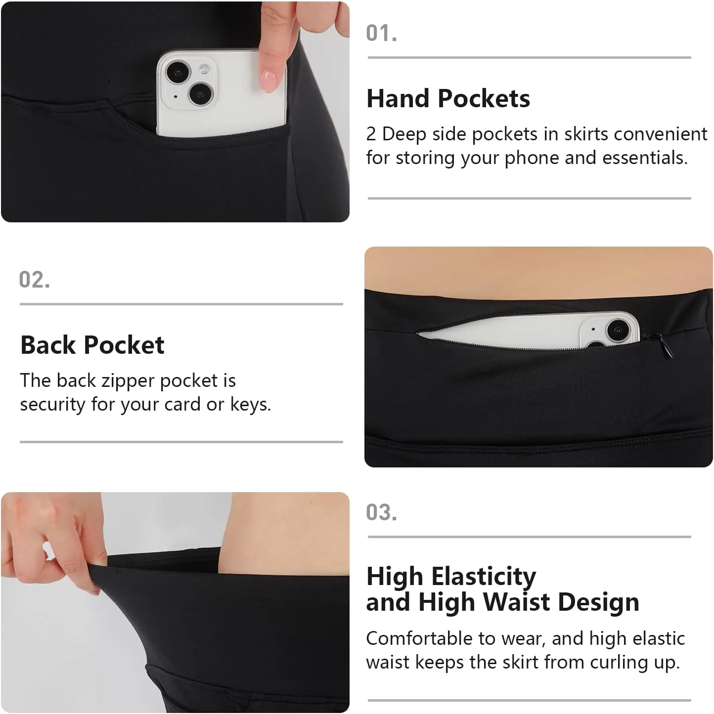 Womens Skorts Modest Knee Length Skirts Athletic Midi Active Running Skirt