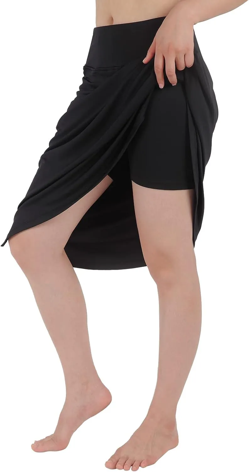 Womens Skorts Modest Knee Length Skirts Athletic Midi Active Running Skirt