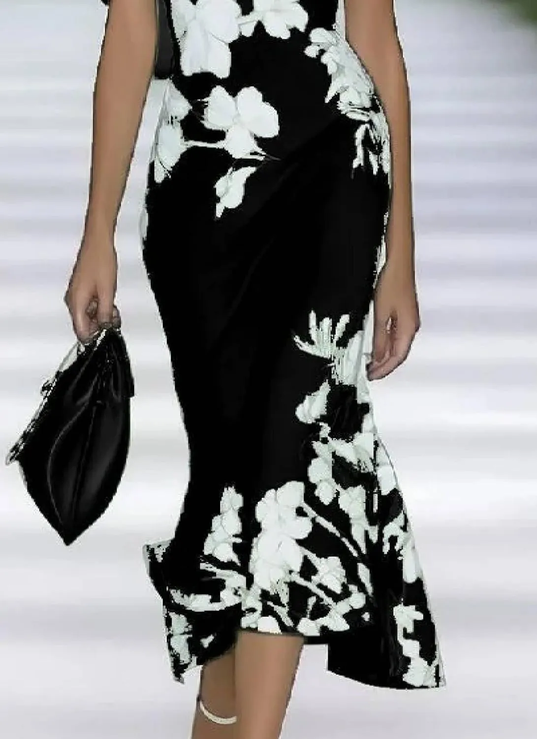 Women's Summer 2025 Fresh Short Sleeve Strapless Floral Print Green Maxi Dress Fashion A-Line Going Out Dresses