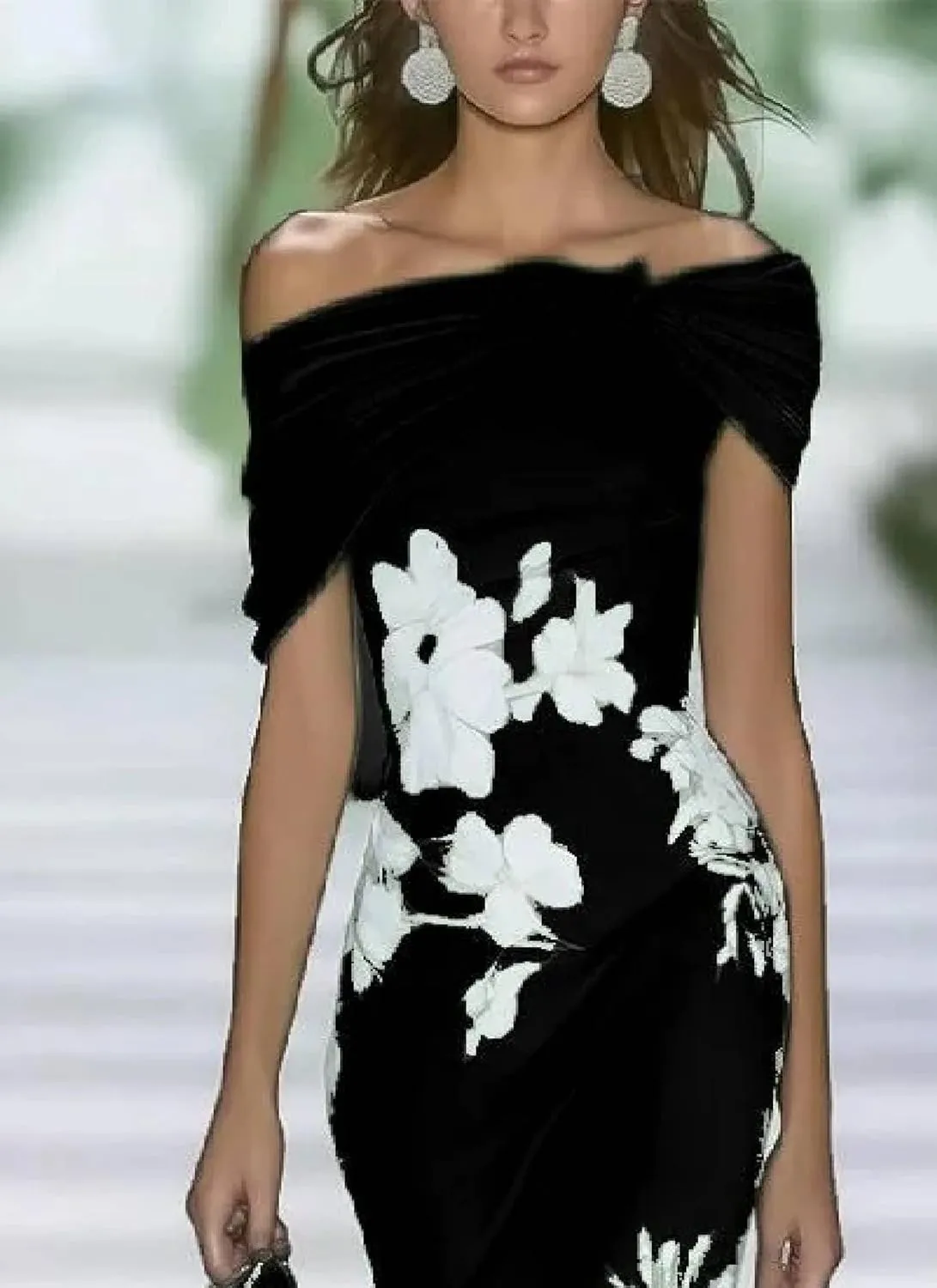 Women's Summer 2025 Fresh Short Sleeve Strapless Floral Print Green Maxi Dress Fashion A-Line Going Out Dresses