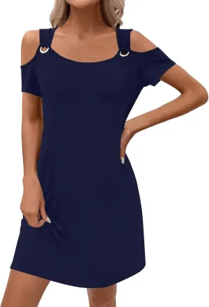 Women's Summer Casual Trendy Sleeveless Halter Solid Color Striped Printed Midi Dress 2025 with Pockets, S-3XL