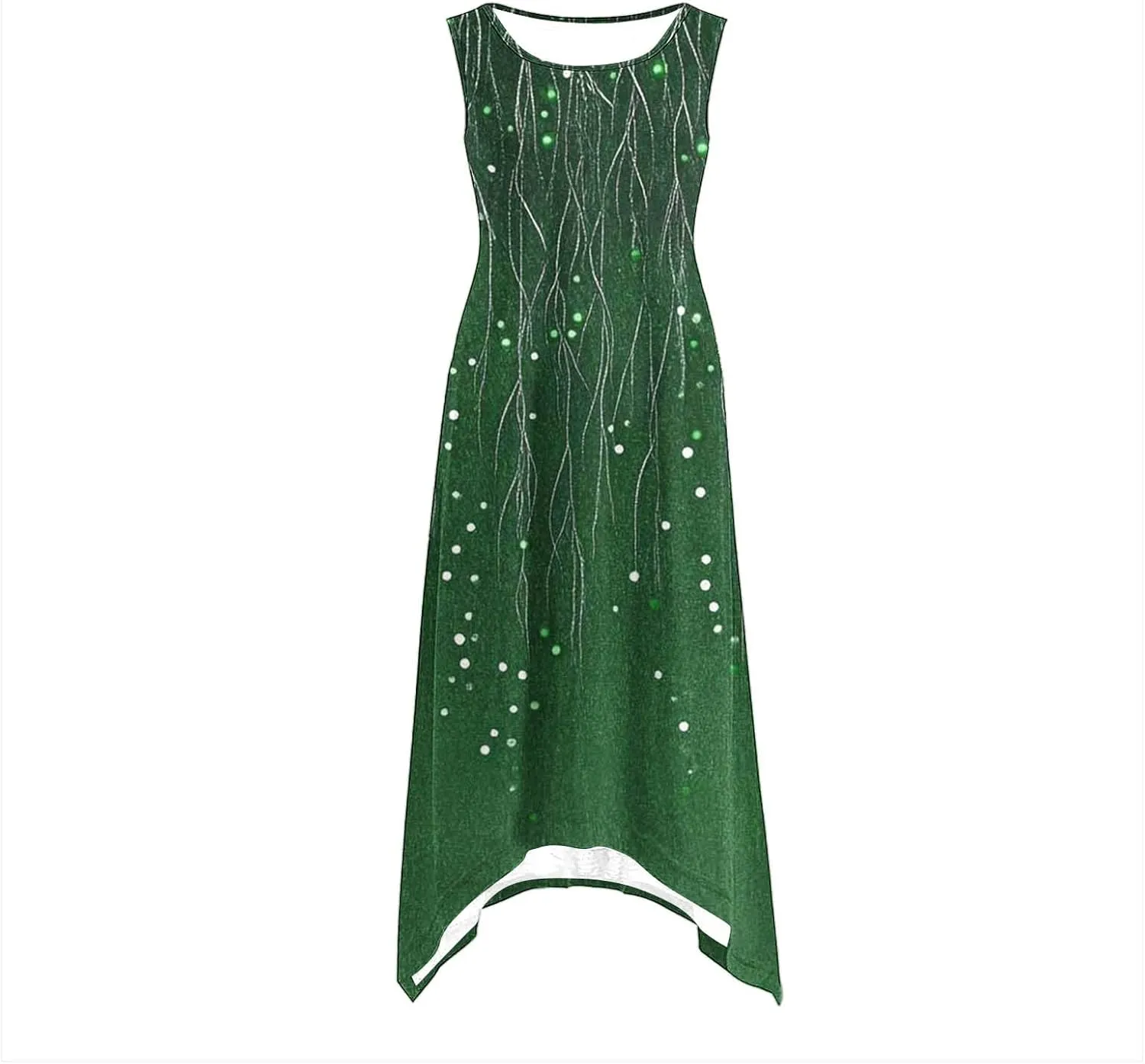 Womens Summer Tank Sleeveless Maxi Dresses Trendy Crewneck Floral Flowy Sundress Hankerchief Hem Ruffle Boho Dress