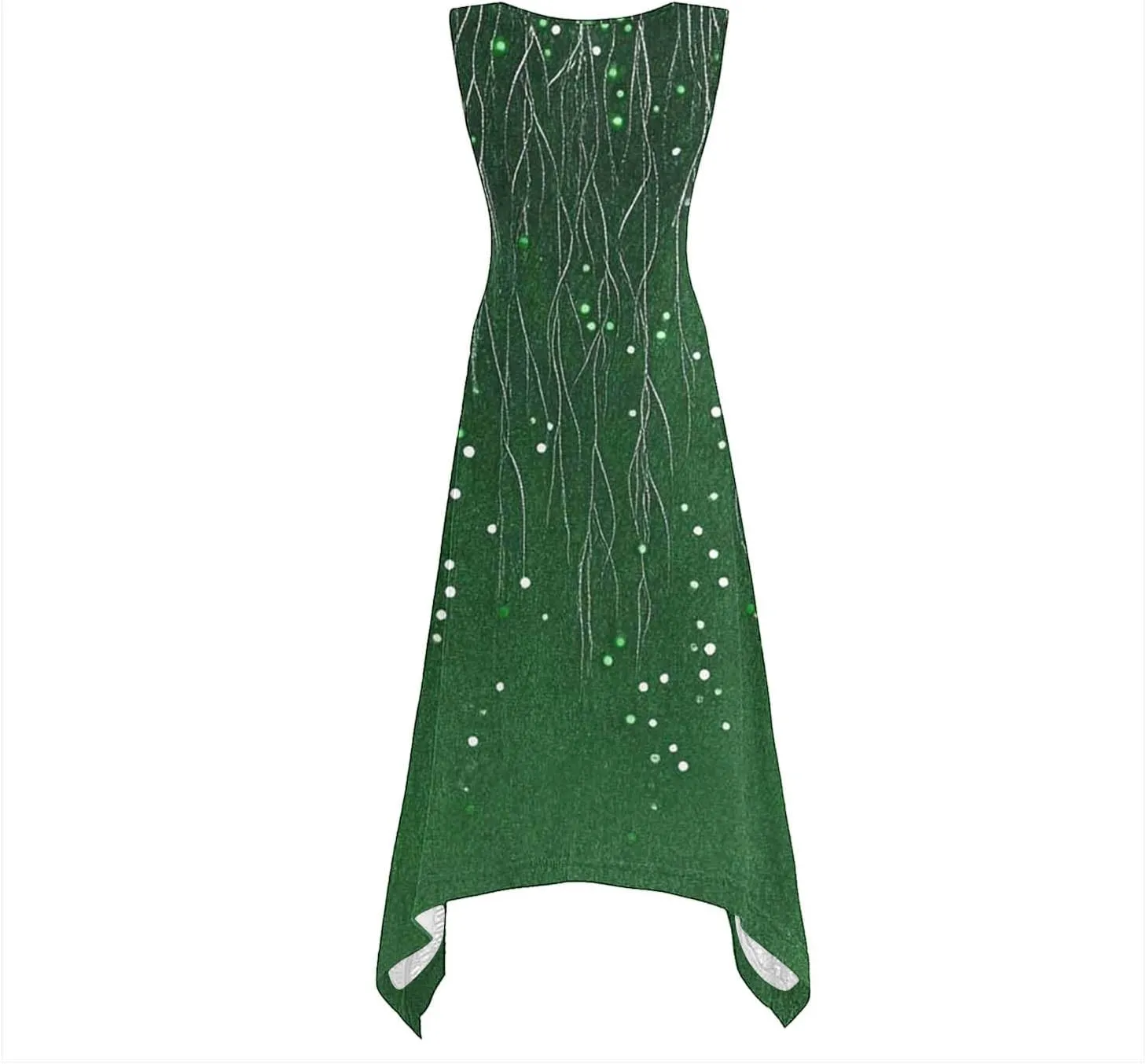 Womens Summer Tank Sleeveless Maxi Dresses Trendy Crewneck Floral Flowy Sundress Hankerchief Hem Ruffle Boho Dress