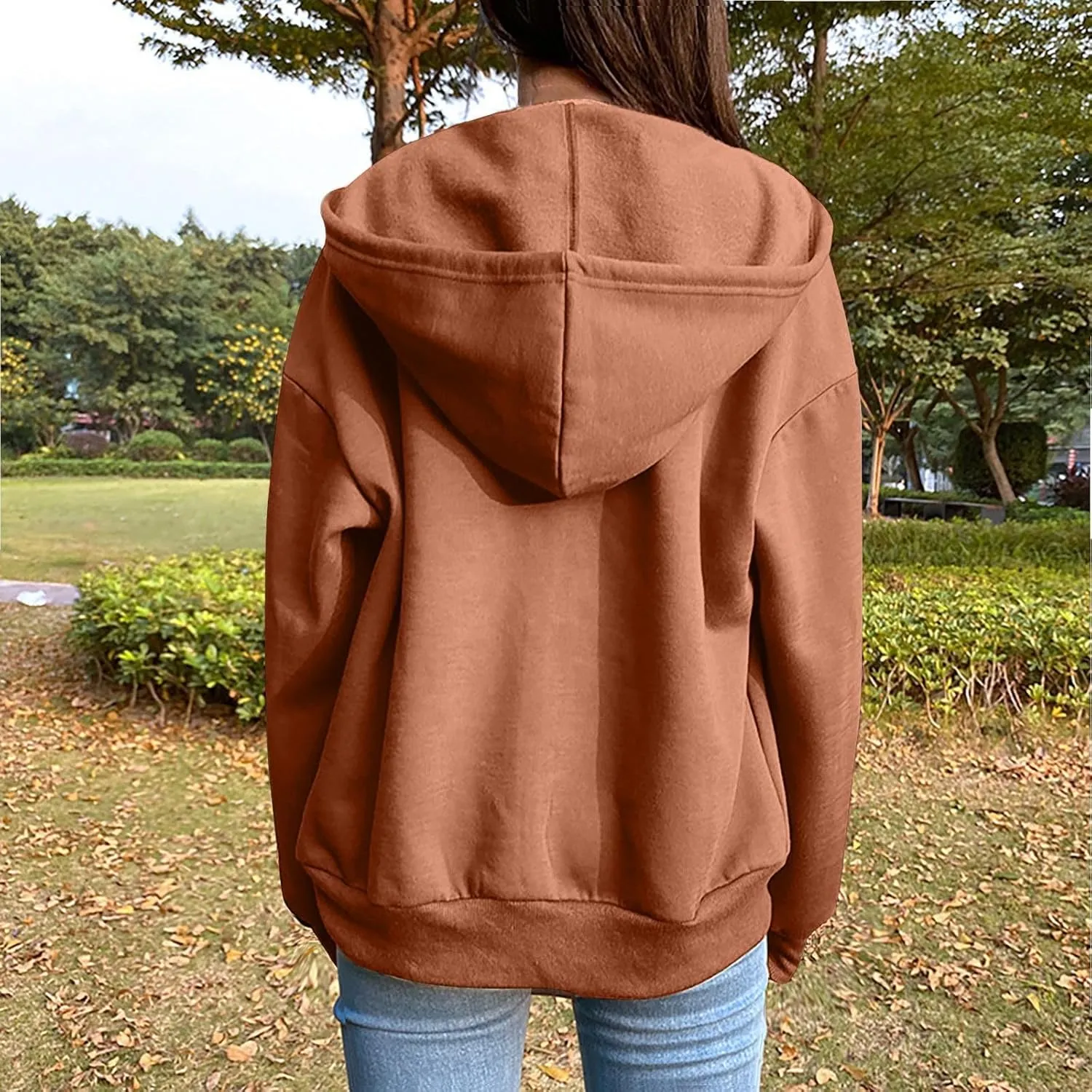 Womens Zip Up Hoodies Long Sleeve Oversized Sweatshirts Fall Fashion 2024 Trendy Lightweight Y2K Jacket