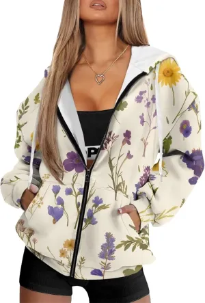 Womens Zip Up Hoodies Long Sleeve Sweatshirts Fall Outfits Sweaters Casual Fashion Jackets Size XS-4XL