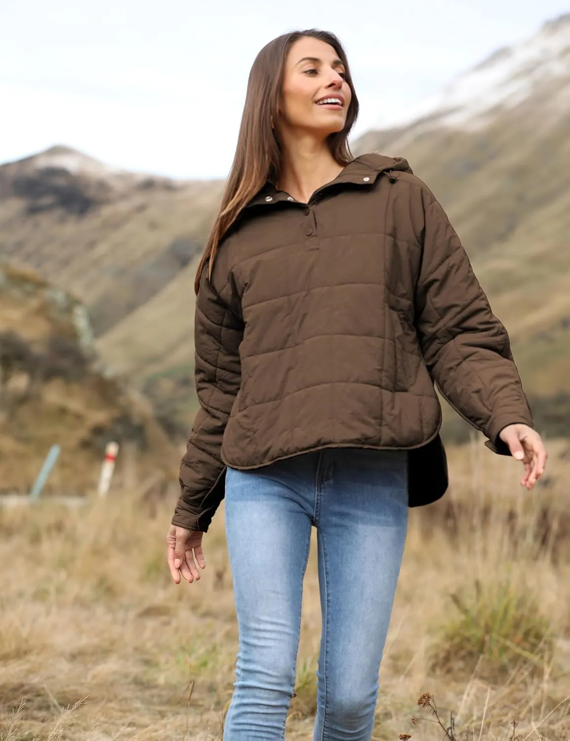Yidarer Women's Lightweight Pullover Puffer Jacket Hooded Oversized Warm Quilted Padded Hoodies Coat