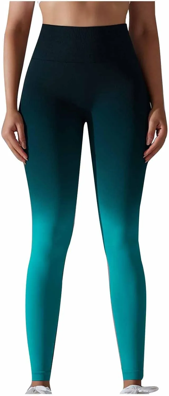 Yoga Pants for Women Compression Tights High Waist Gym Leggings Gradient Workout Trousers Exercise Gym Fitness Bottoms