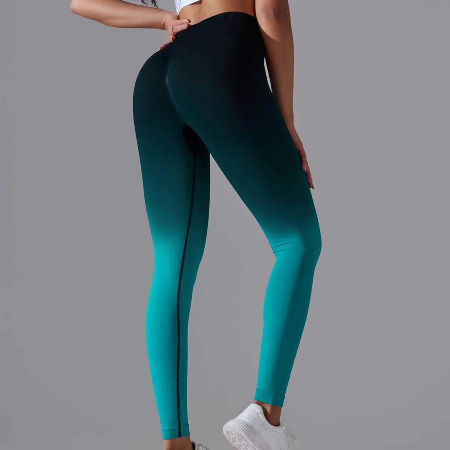 Yoga Pants for Women Compression Tights High Waist Gym Leggings Gradient Workout Trousers Exercise Gym Fitness Bottoms