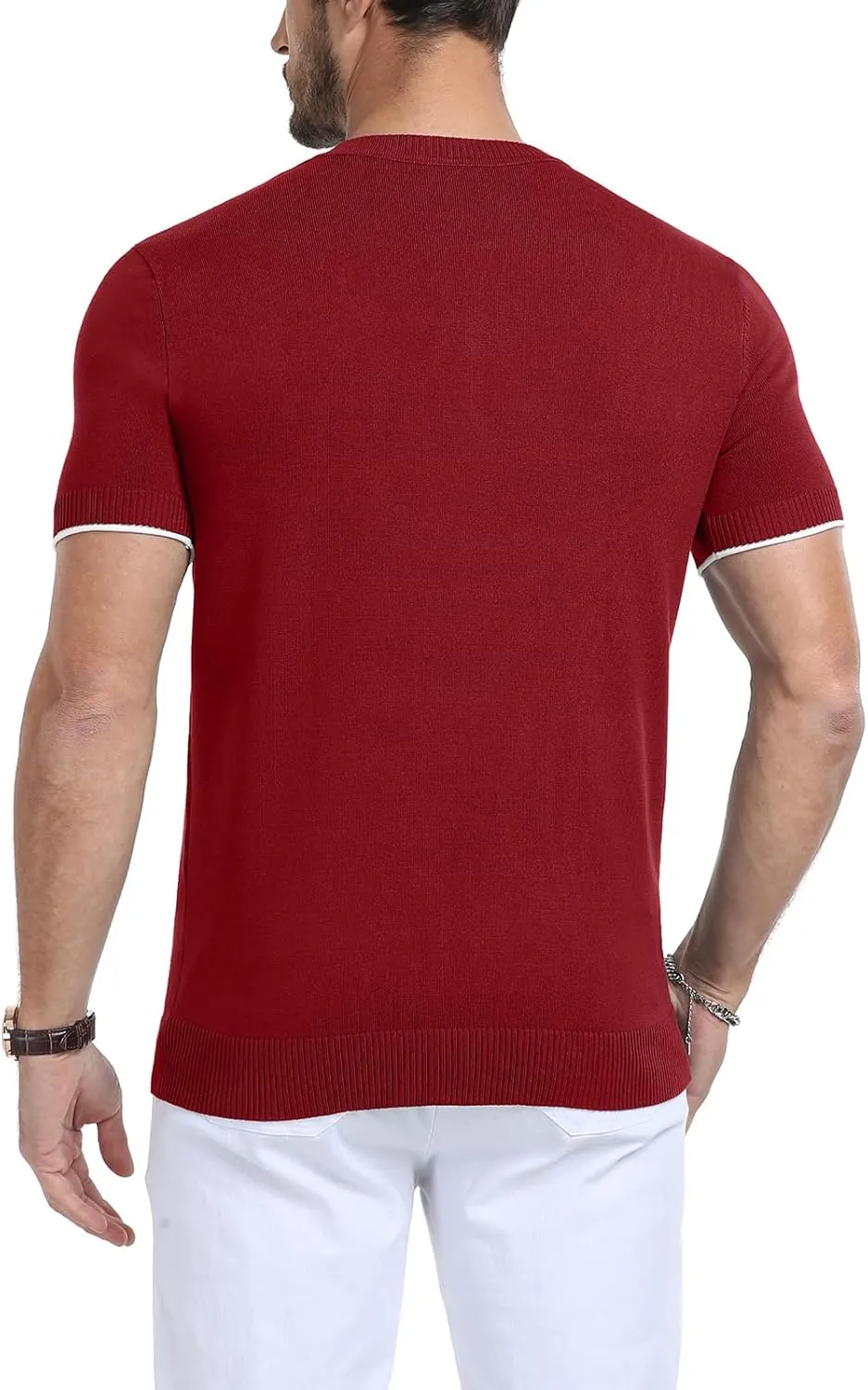 YTD Men's Short Sleeve Henley T-Shirts Casual Knit Shirt Summer Fashion Lightweight Henley Button Tee