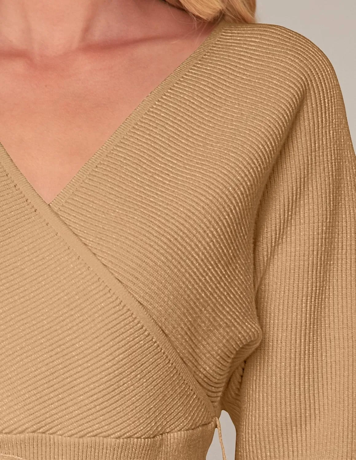 ZESICA Women's Fall Wrap V Neck Long Batwing Sleeve Belted Waist Ruffle Knitted Sweater Pullover Top